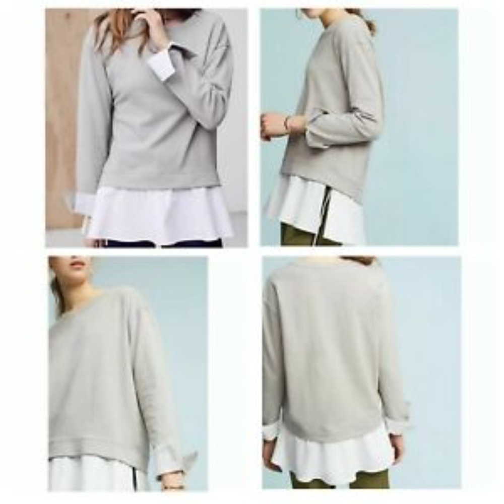 Anthro Eri + Ali Layered Poplin Sweatshirt Large